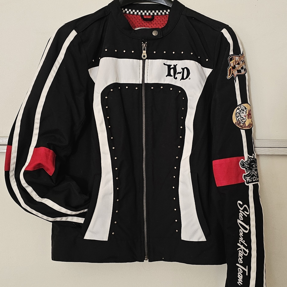 Harley-Davidson NWOT She Devil Racing Jacket, Black with White and Red Accents
